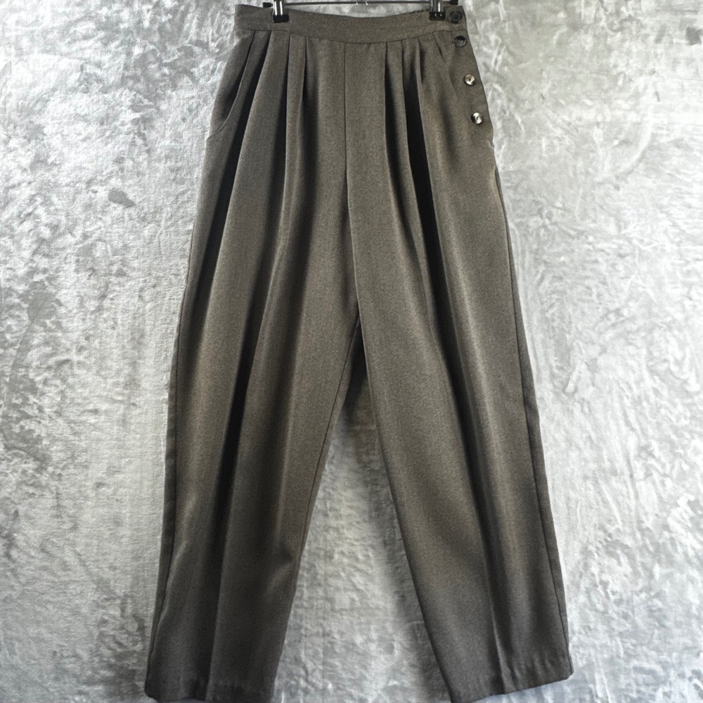 Norton McNaughton Pleated Trousers Women 10 Brown High Waist Side Button (1921)